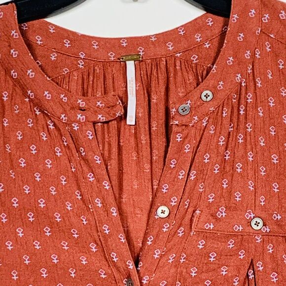 Free People Shirt Womens XS TP Boho Sienna High Low Long Sleeve Peasant Bohemian - Picture 5 of 10